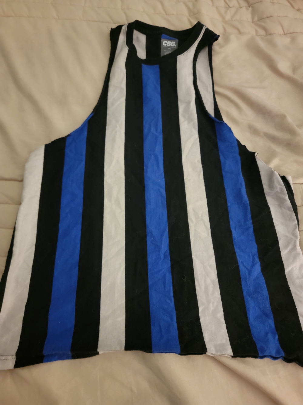 CSG Kids Striped Blue, Black & White Tank Top